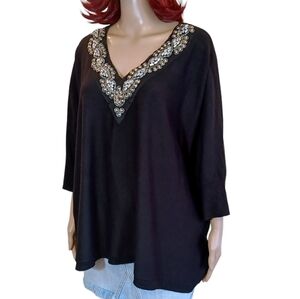 RED Brand Beaded Dolman Sweater Size Large